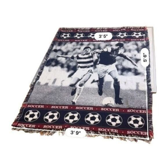 Vintage 90s Soccer MWW 1993 Tapestry Blanket - Picture 1 of 12
